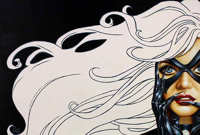 figurative portrait art of black cat by Scott Rohlfs