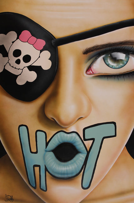 figurative portrait art of a woman with an eye patch by Scott Rohlfs