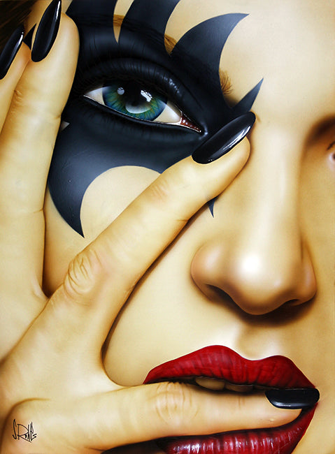 figurative portrait art of a woman with kiss makeup by Scott Rohlfs