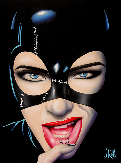 pop art portrait art of a catwoman by Scott Rohlfs