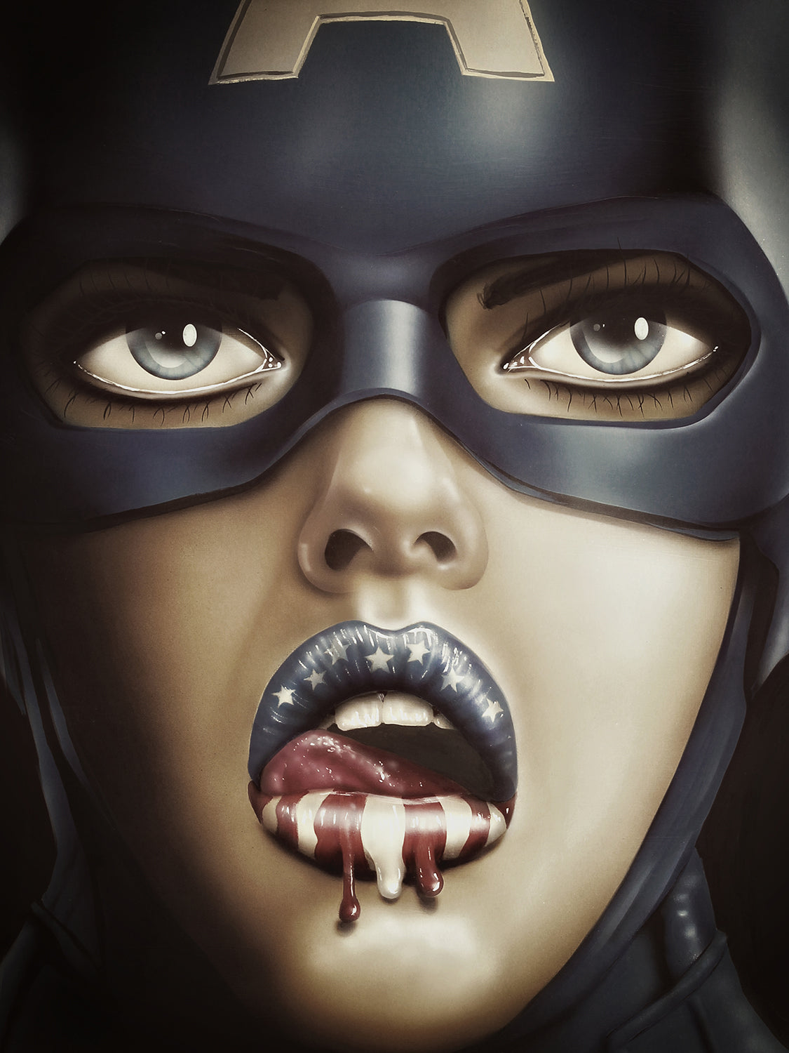 pop art portrait art of captain america by Scott Rohlfs