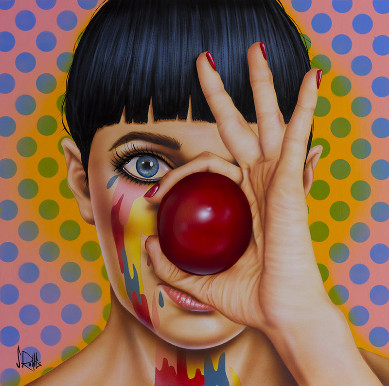 pop art portrait art of a woman clown by Scott Rohlfs