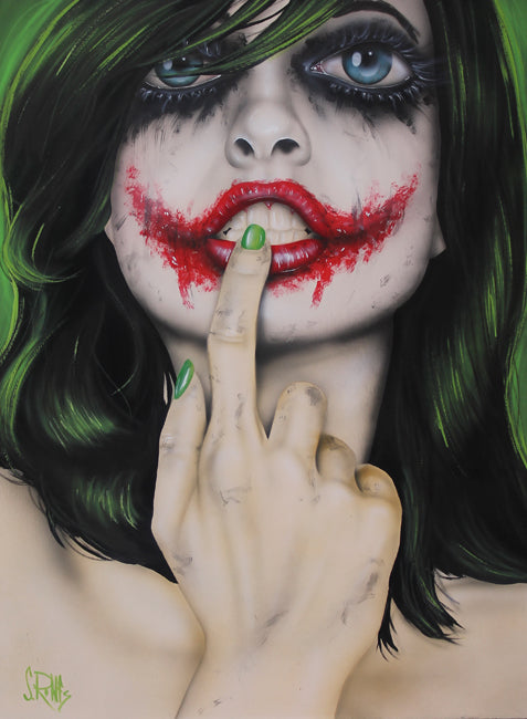 pop art portrait art of a woman Joker by Scott Rohlfs